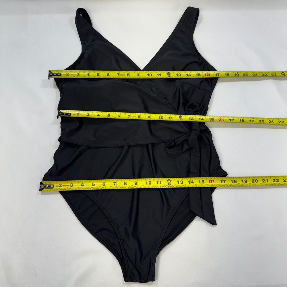 NWOT Summersalt The Perfect Wrap One-Piece Swimsuit US 16 Black V-Neck Tie Side - Picture 9 of 12